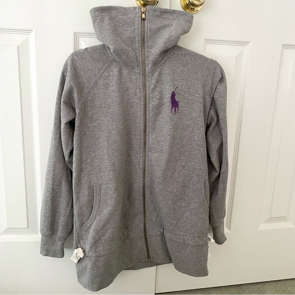 Ralph Lauren Polo Large Logo Embroidered Funnel Collad Zip Bow Cinch Jacket #3